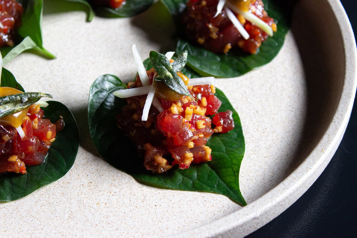 Tuna tartare betel leaf - Tuna Australia