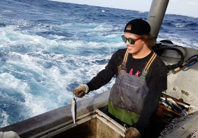 Casting out with tuna longline.