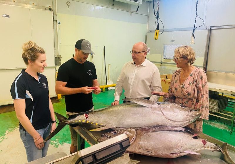 French Ambassador to Australia, the Hon. Mr. Jean-Pierre Thébault, at the Little Tuna shop and processing facility on 17 June 2022.